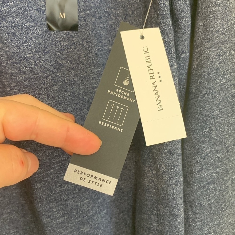 Banana Republic | NWT Blue Golf Men Adult Quick Dry 1/4 Zip Up Pullover Top M - Picture 2 of 8